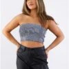 Veromoda Black / Silver Dance Sequin Tube Top -Noisy May Shop 29702
