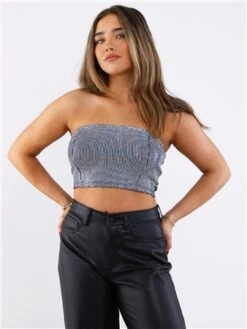 Veromoda Black / Silver Dance Sequin Tube Top