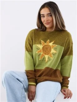 Daisy Street Green Sun Knit Jumper