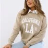Brave Soul Stone / White California Print Crew Sweat -Noisy May Shop 29710